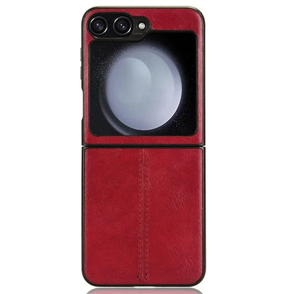 For Samsung Galaxy Z Flip6 5G Case Stitching Lines Cowhide Texture Leather Back Phone Cover