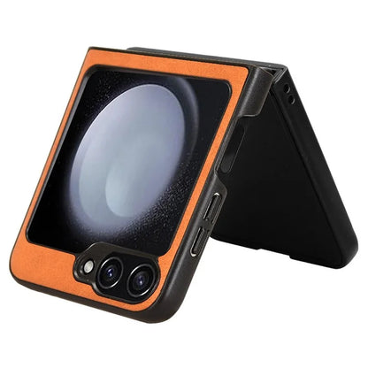 For Samsung Galaxy Z Flip6 5G Case Stitching Lines Cowhide Texture Leather Back Phone Cover