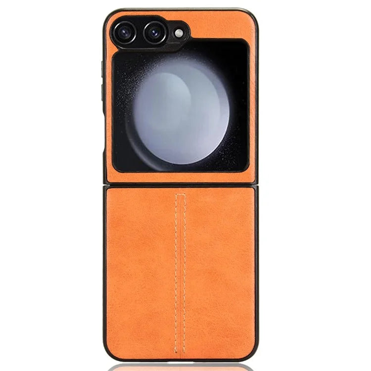 For Samsung Galaxy Z Flip6 5G Case Stitching Lines Cowhide Texture Leather Back Phone Cover