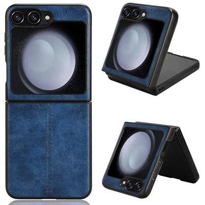 For Samsung Galaxy Z Flip6 5G Case Stitching Lines Cowhide Texture Leather Back Phone Cover