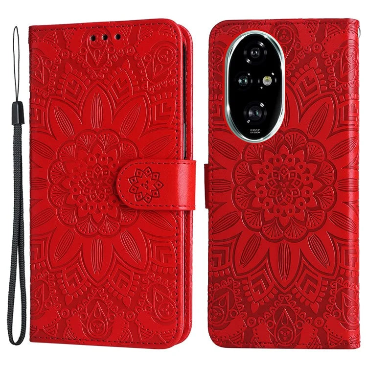 For Honor 200 Pro 5G Case PU Leather Wallet Phone Cover Sunflower Pattern