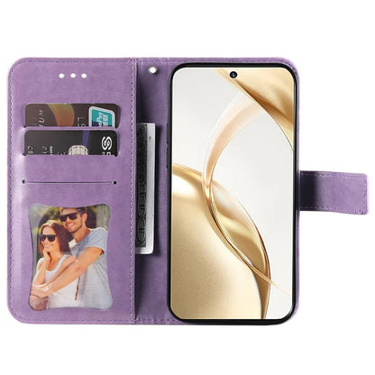 For Honor 200 5G Case PU Leather Flower Phone Cover with Hand Strap