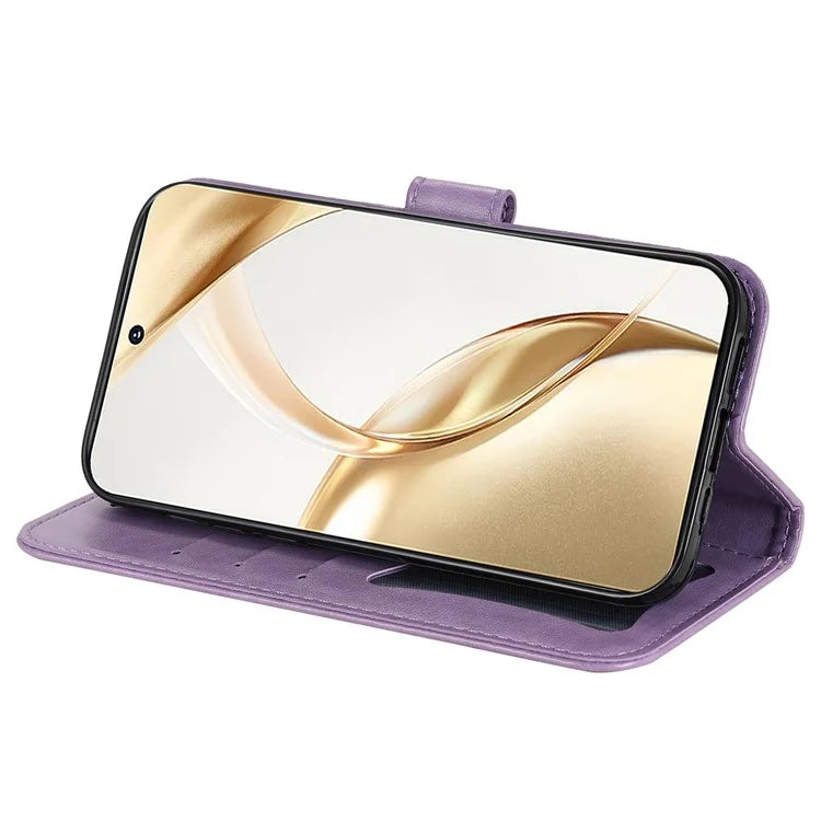 For Honor 200 5G Case PU Leather Flower Phone Cover with Hand Strap