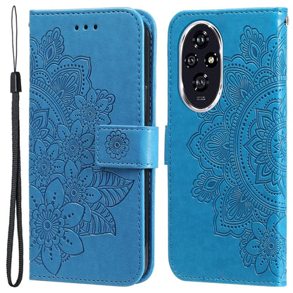 For Honor 200 5G Case PU Leather Flower Phone Cover with Hand Strap