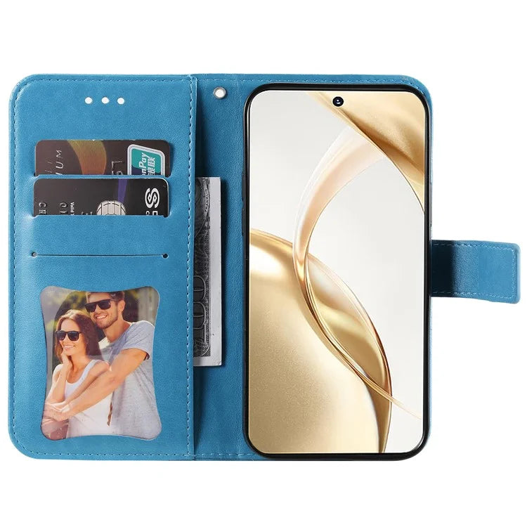 For Honor 200 5G Case PU Leather Flower Phone Cover with Hand Strap