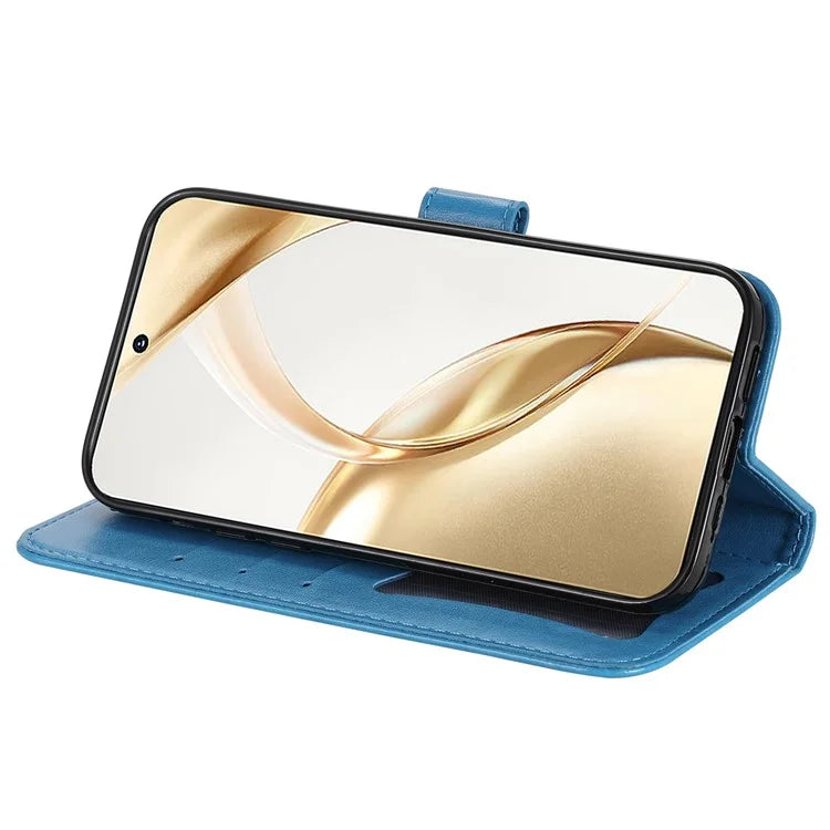 For Honor 200 5G Case PU Leather Flower Phone Cover with Hand Strap