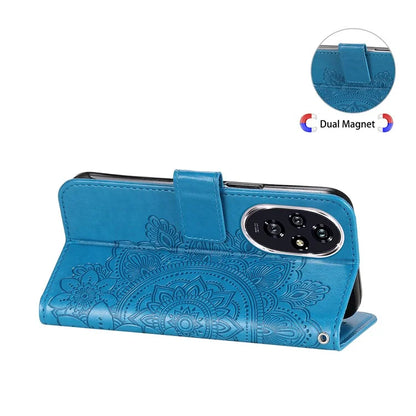 For Honor 200 5G Case PU Leather Flower Phone Cover with Hand Strap