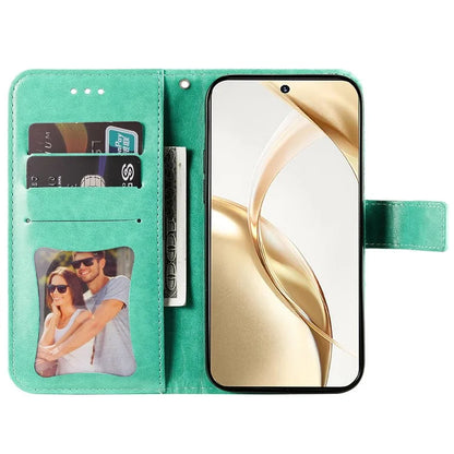 For Honor 200 5G Case PU Leather Flower Phone Cover with Hand Strap