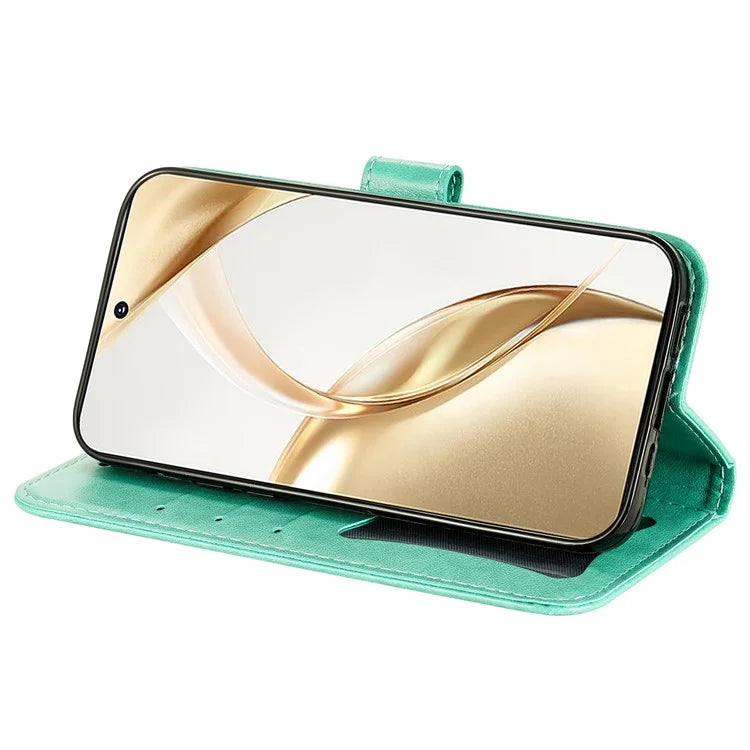 For Honor 200 5G Case PU Leather Flower Phone Cover with Hand Strap