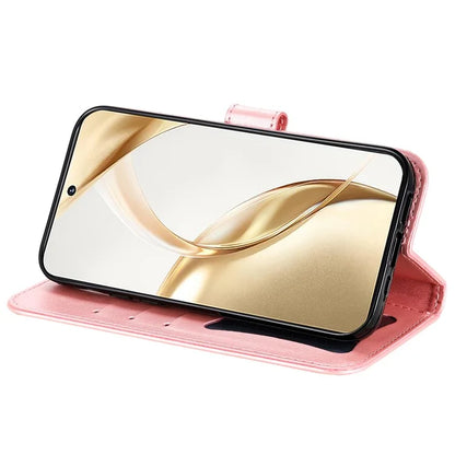 For Honor 200 5G Case PU Leather Flower Phone Cover with Hand Strap