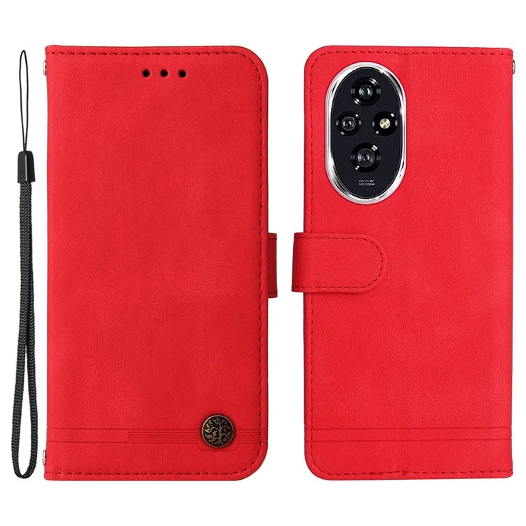For Honor 200 5G Case Skin-Touch PU Leather Phone Cover Tree Pattern Hardware