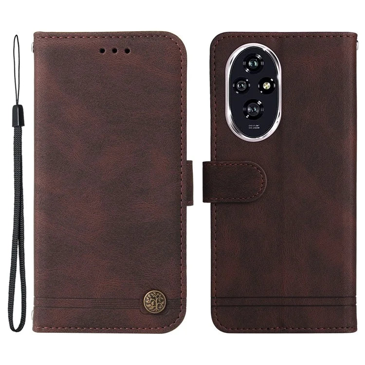 For Honor 200 5G Case Skin-Touch PU Leather Phone Cover Tree Pattern Hardware