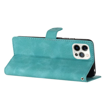 For iPhone 16 Pro Max Leather Wallet Case Imprinted Flower Flip Protective Phone Cover
