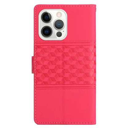 For iPhone 16 Pro Max Case Rhombus Leather Phone Cover Card Slot Cash Pocket