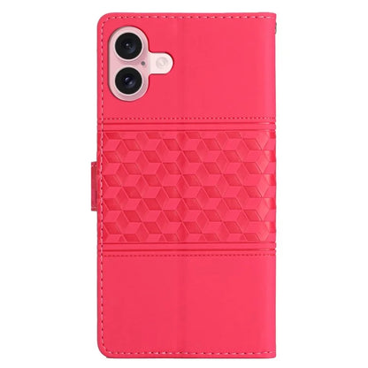 For iPhone 16 Plus Case Rhombus Leather Horizontal Flip Phone Cover