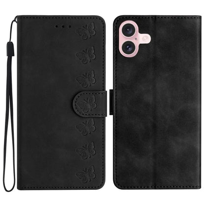 For iPhone 16 Plus Case Butterfly Imprinted PU Leather Stand Phone Cover