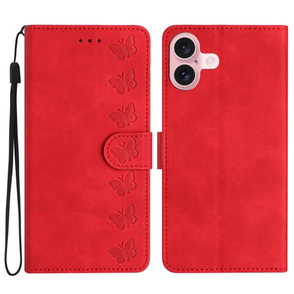 For iPhone 16 Plus Case Butterfly Imprinted PU Leather Stand Phone Cover
