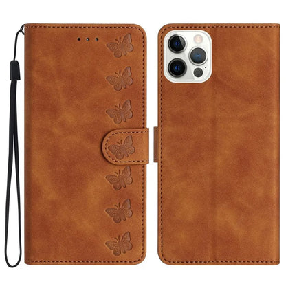 For iPhone 16 Pro Max Case Wrist Strap Card Holder Slots Butterfly Imprinted PU Leather Phone Cover