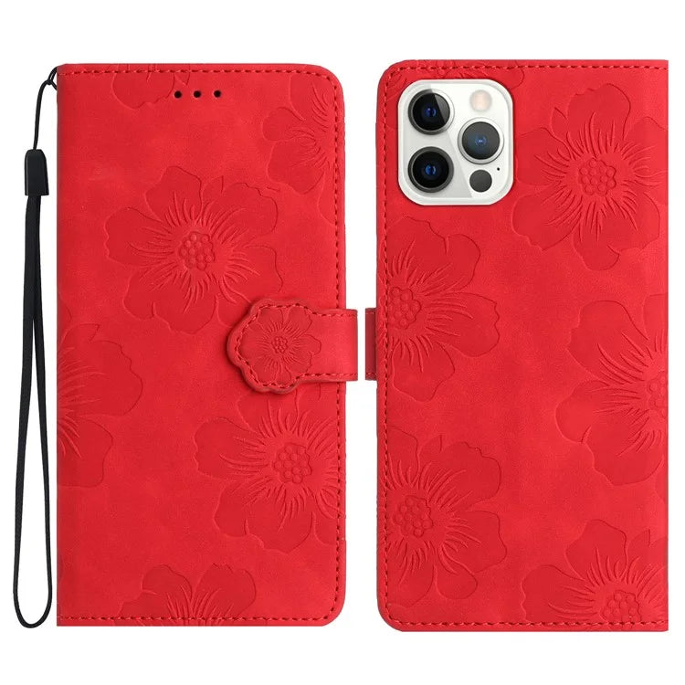 For iPhone 16 Pro Max Case Blooming Floral Flip Leather Phone Cover