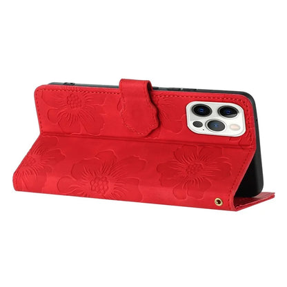 For iPhone 16 Pro Max Case Blooming Floral Flip Leather Phone Cover