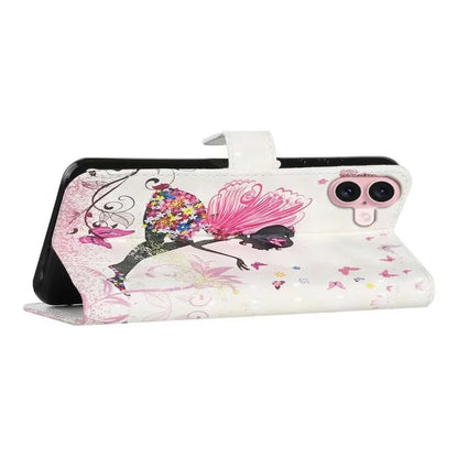 For iPhone 16 Plus Case Stand Card Holder Leather Phone Cover 3D Creative Pattern Design