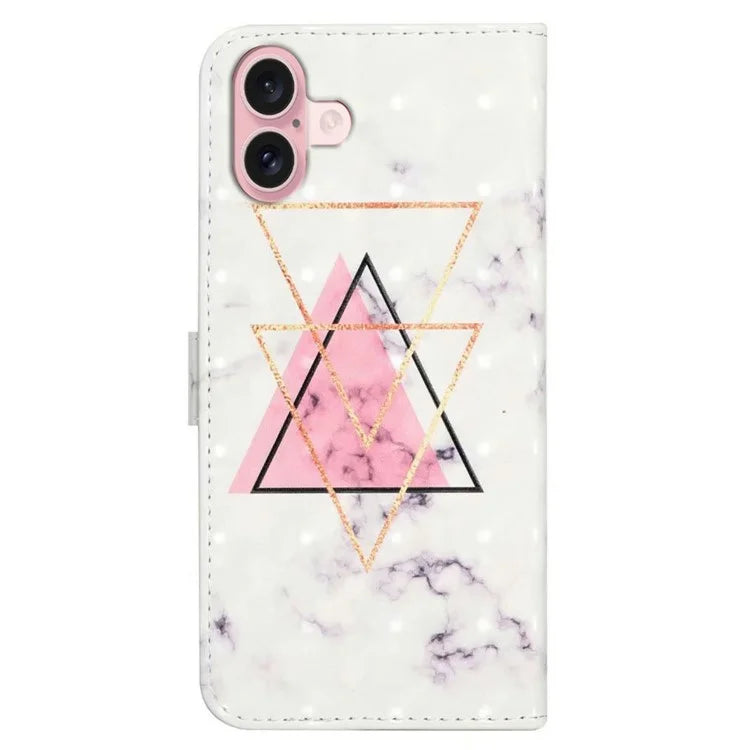 For iPhone 16 Plus Case Stand Card Holder Leather Phone Cover 3D Creative Pattern Design