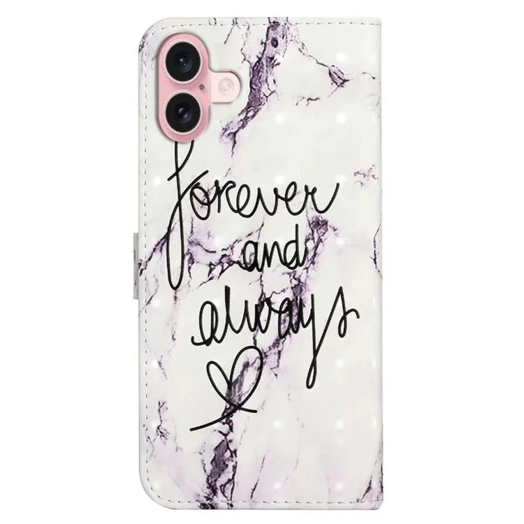 For iPhone 16 Plus Case Stand Card Holder Leather Phone Cover 3D Creative Pattern Design