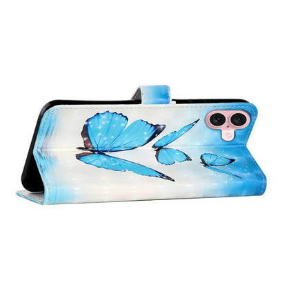 For iPhone 16 Plus Case Stand Card Holder Leather Phone Cover 3D Creative Pattern Design