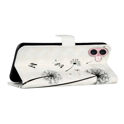 For iPhone 16 Plus Case Stand Card Holder Leather Phone Cover 3D Creative Pattern Design