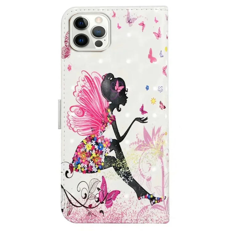 For iPhone 16 Pro Case 3D Pattern Leather Wallet Phone Cover Bookstyle Magnetic Clasp
