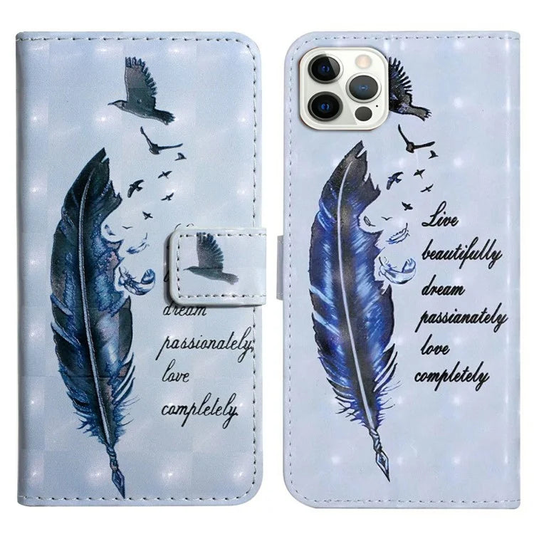 For iPhone 16 Pro Case 3D Pattern Leather Wallet Phone Cover Bookstyle Magnetic Clasp
