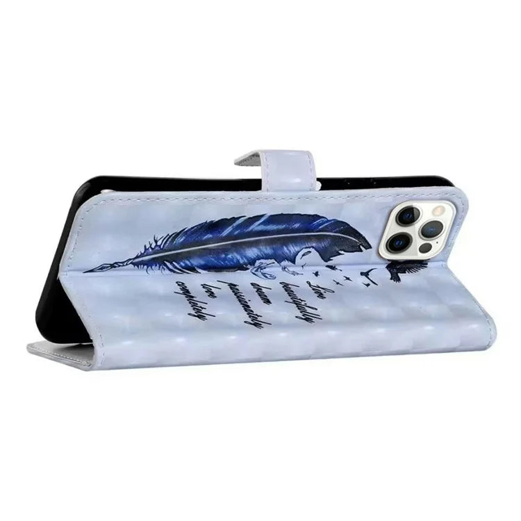 For iPhone 16 Pro Case 3D Pattern Leather Wallet Phone Cover Bookstyle Magnetic Clasp