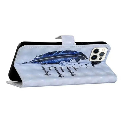 For iPhone 16 Pro Case 3D Pattern Leather Wallet Phone Cover Bookstyle Magnetic Clasp