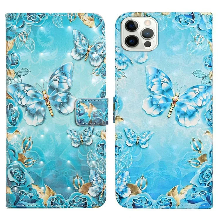 For iPhone 16 Pro Case 3D Pattern Leather Wallet Phone Cover Bookstyle Magnetic Clasp