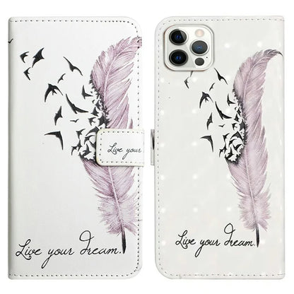 For iPhone 16 Pro Case 3D Pattern Leather Wallet Phone Cover Bookstyle Magnetic Clasp