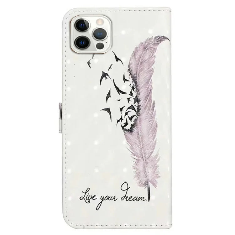 For iPhone 16 Pro Case 3D Pattern Leather Wallet Phone Cover Bookstyle Magnetic Clasp