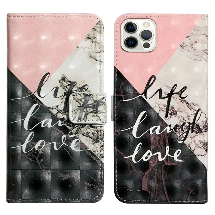 For iPhone 16 Pro Case 3D Pattern Leather Wallet Phone Cover Bookstyle Magnetic Clasp