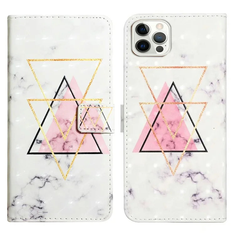 For iPhone 16 Pro Case 3D Pattern Leather Wallet Phone Cover Bookstyle Magnetic Clasp