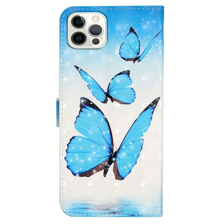 For iPhone 16 Pro Case 3D Pattern Leather Wallet Phone Cover Bookstyle Magnetic Clasp