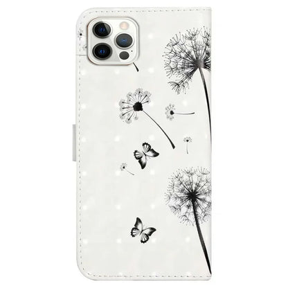 For iPhone 16 Pro Case 3D Pattern Leather Wallet Phone Cover Bookstyle Magnetic Clasp