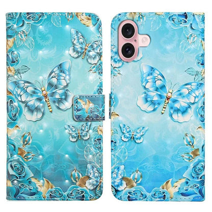 For iPhone 16 Case 3D Creative Pattern PU Leather Stand Phone Cover