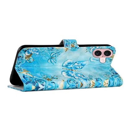 For iPhone 16 Case 3D Creative Pattern PU Leather Stand Phone Cover