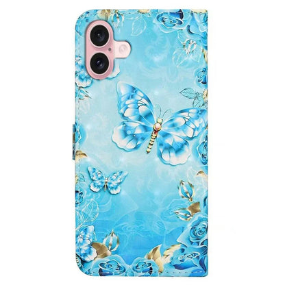 For iPhone 16 Case 3D Creative Pattern PU Leather Stand Phone Cover