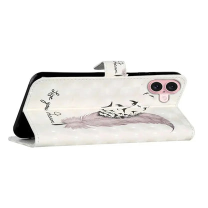 For iPhone 16 Case 3D Creative Pattern PU Leather Stand Phone Cover