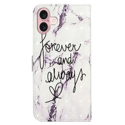For iPhone 16 Case 3D Creative Pattern PU Leather Stand Phone Cover