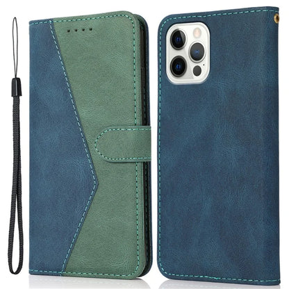For iPhone 16 Pro Max Case Splicing Color Flip PU Leather Phone Cover