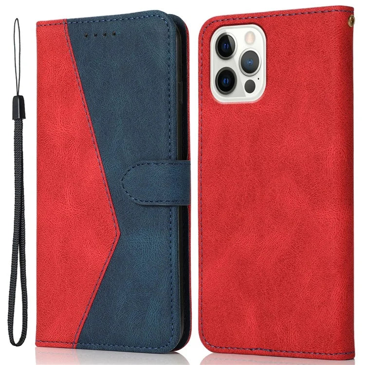 For iPhone 16 Pro Max Case Splicing Color Flip PU Leather Phone Cover