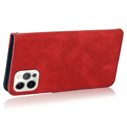 For iPhone 16 Pro Max Case Splicing Color Flip PU Leather Phone Cover