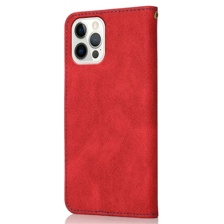 For iPhone 16 Pro Max Case Splicing Color Flip PU Leather Phone Cover