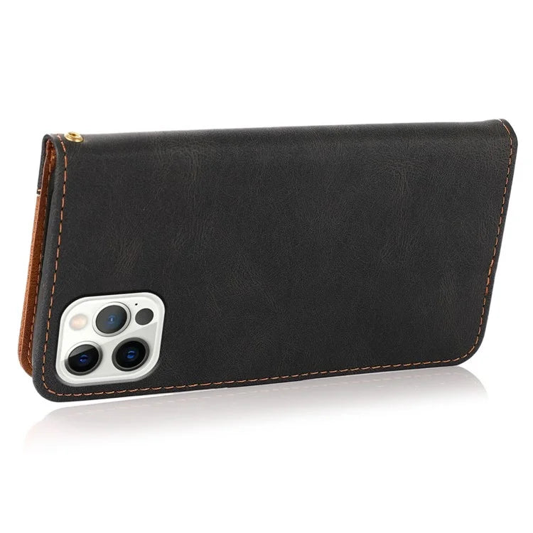 For iPhone 16 Pro Max Case Splicing Color Flip PU Leather Phone Cover
